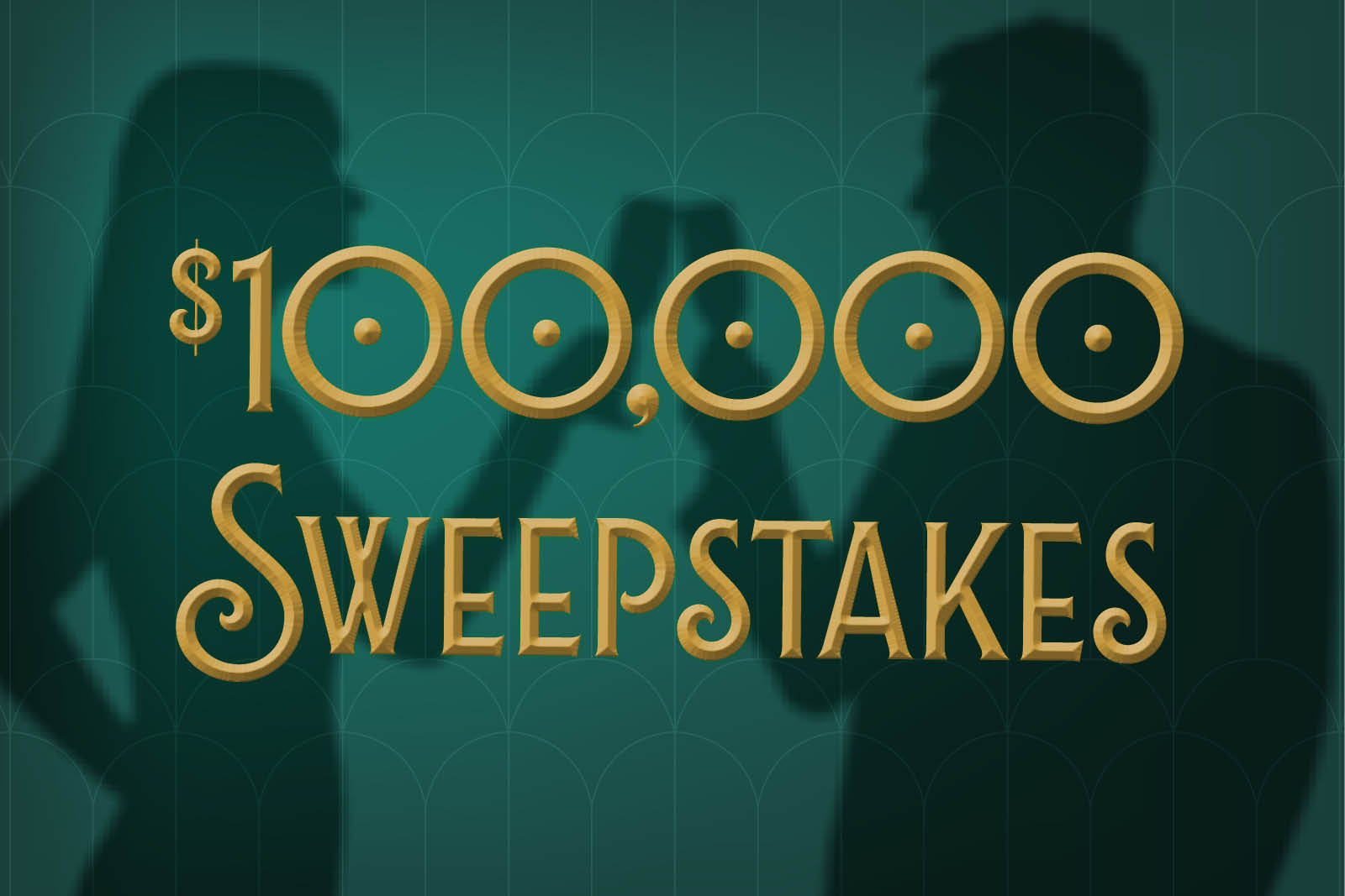 a gold text with a shadow of a person