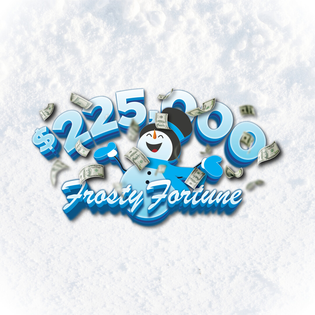 a snowman with money falling from it