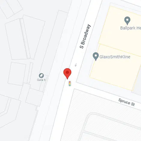 a map with a red pin on it