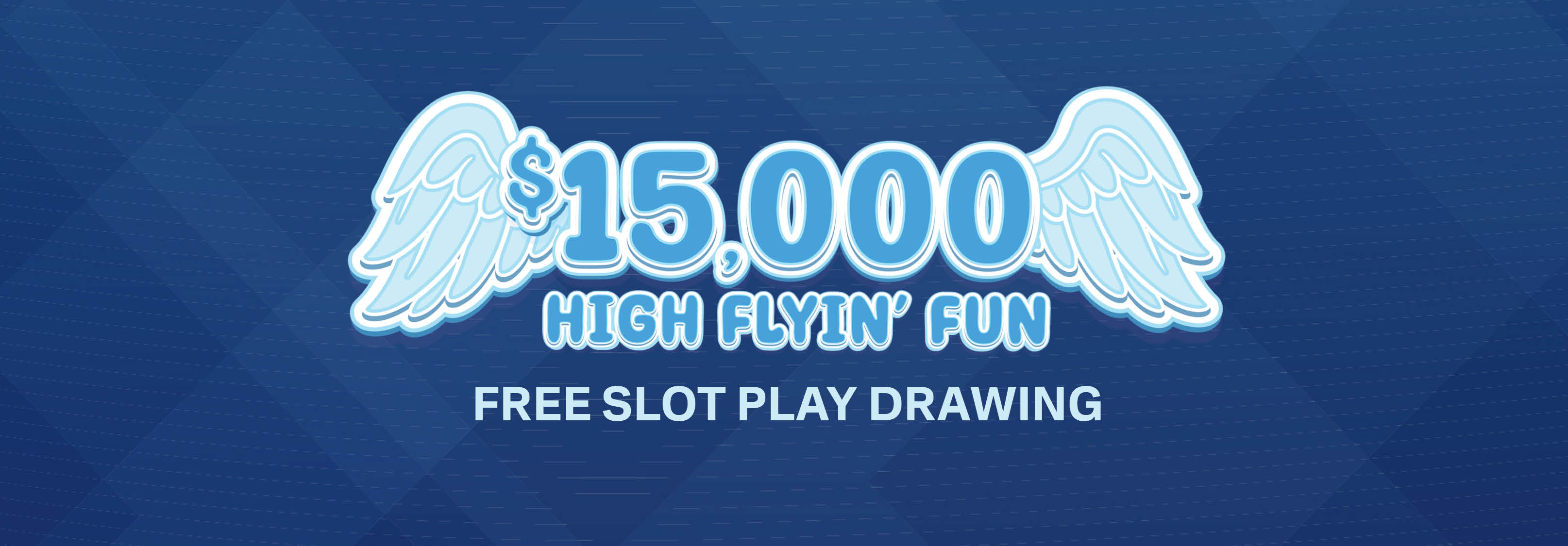 a blue and white text with white wings