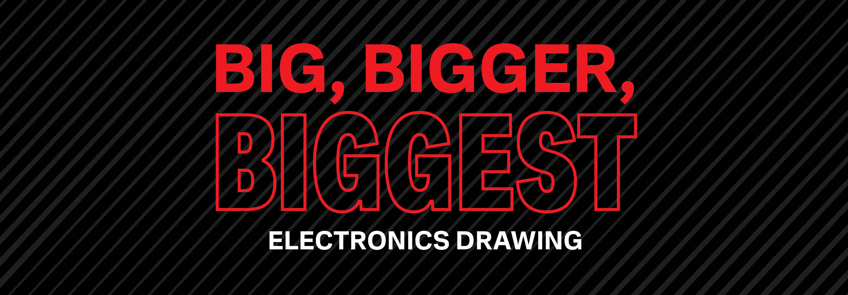 a red and white text on a black background