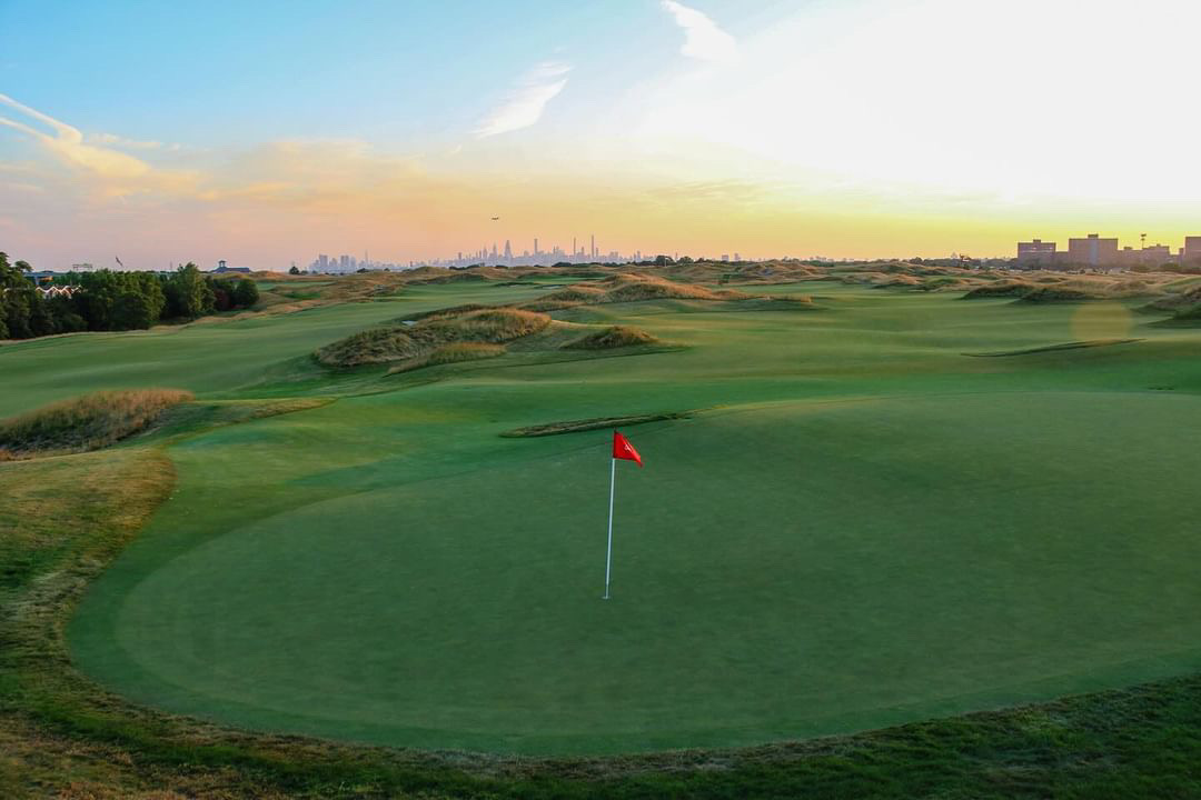 Golf course and flag hole