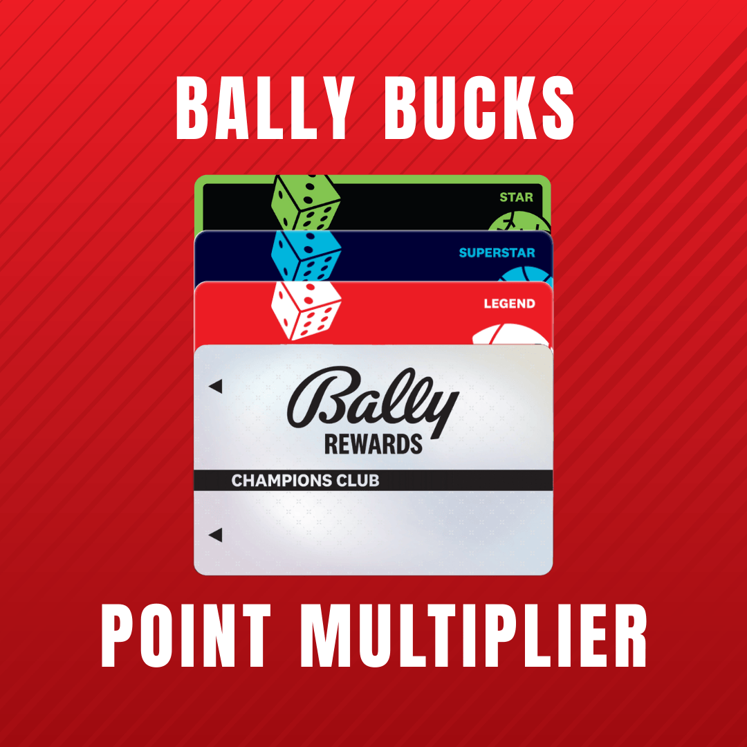 red background with bally rewards cards