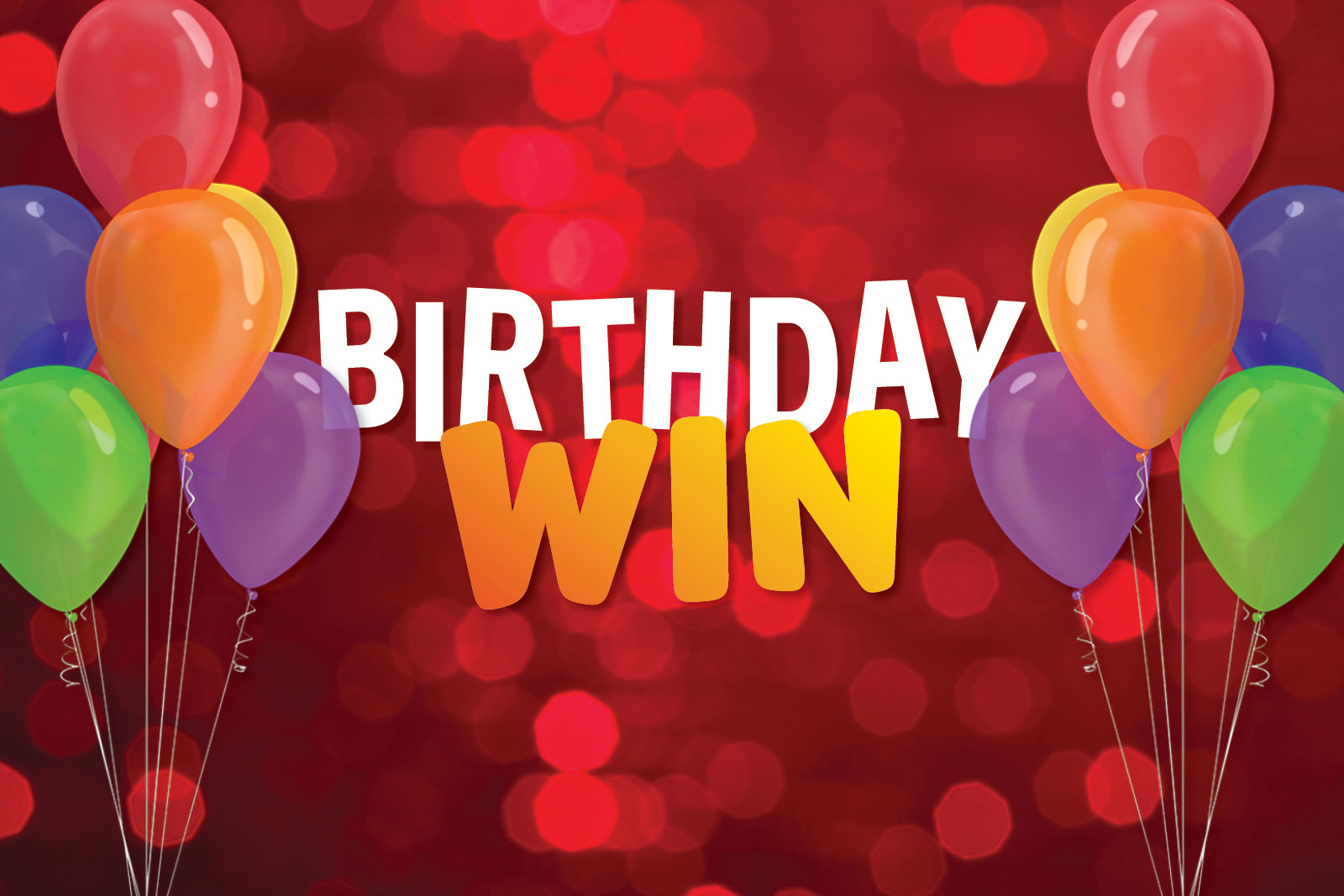 Birthday Win Colorful Text With Balloons